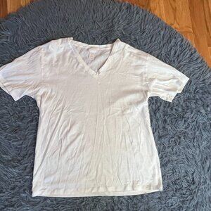 Hanro Sleepwear White V-Neck Sleeping T-Shirt Size L